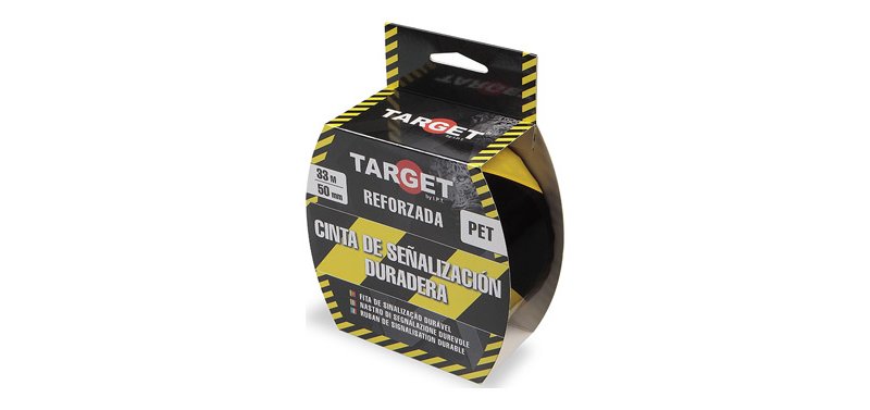 ADHESIVE SIGNAGE TAPE 33MTx50MM YELLOW/BLACK
