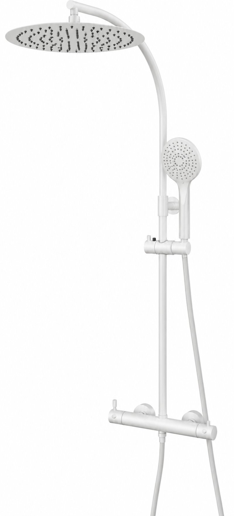 MINI SHOWER SET WITH EXTENDABLE TUBE Ø300mm MATTE WHITE