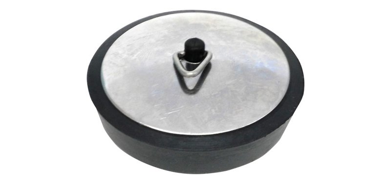 RUBBER BASIN PLUG WITH STAINLESS STEEL TRIM 44MM