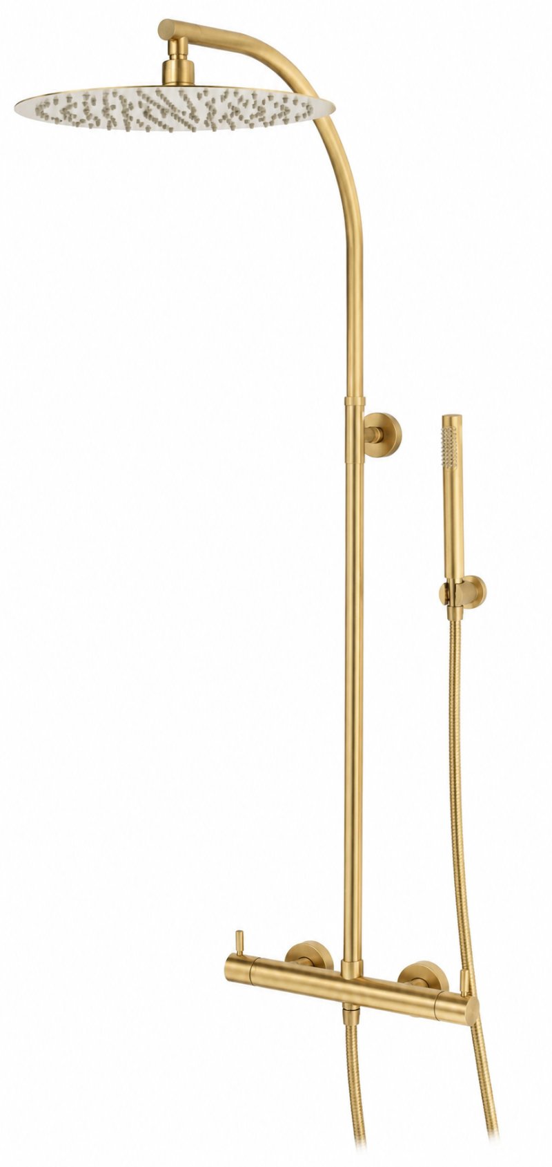 CONJUNTO DUCHA MINI ROCIADOR ACERO INOX. 300 ORO CEPILLADO
