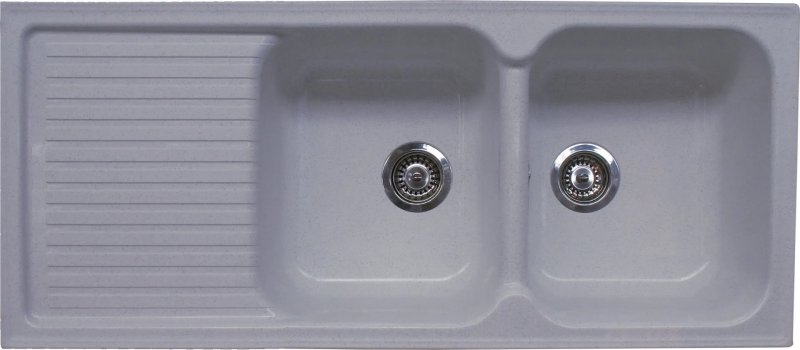 FREGADERO ZENTIA 2C1E 1160x500 GRIS PLATINIUM SIN ORIFICIO