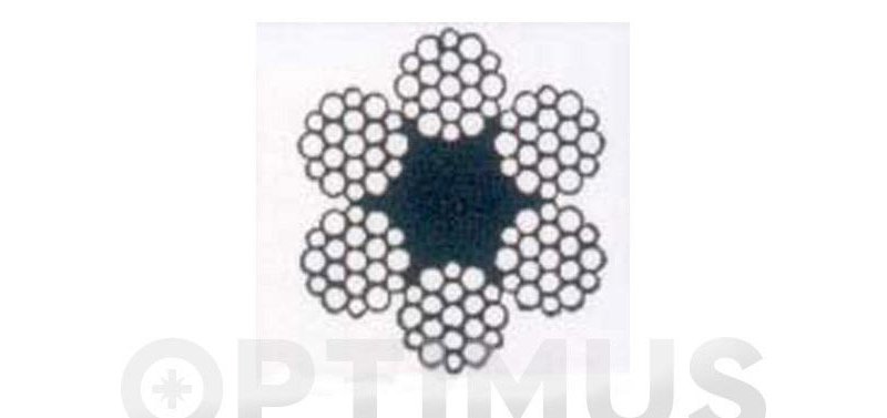 Galvanized steel cable, 15 m roll, Ø 5 mm (6x19) + 1 fiber core