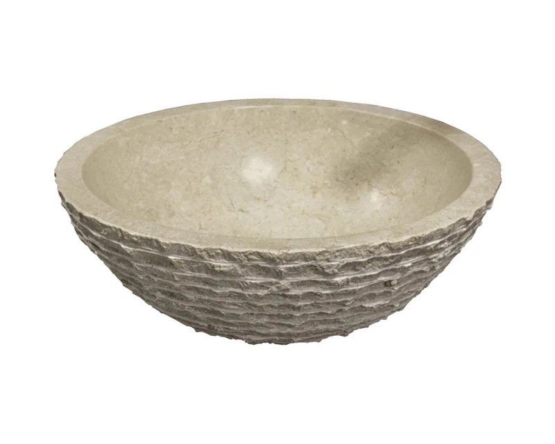 ABU Beige Marble Countertop Washbasin, 45 cm Diameter