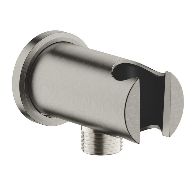 1/2" Rainshower Wall Union with Round Shower Holder – SuperSteel